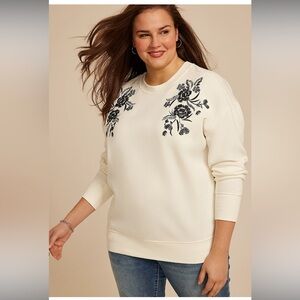 Plus Size Floral Embroidered Sweatshirt